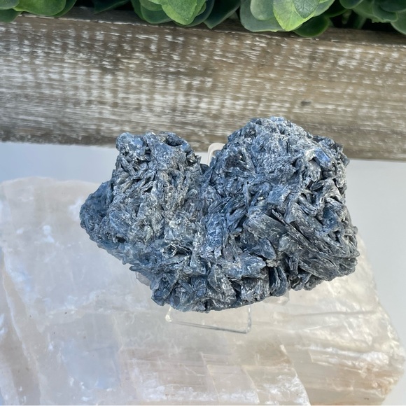 Blue Kyanite With Black Tourmaline Cluster - Picture 4 of 12